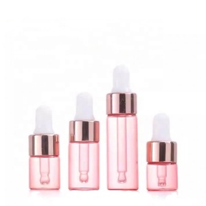 Mini Sample Glass <b>Bottles</b> 5ml 3ml 2ml 1ml Essential Oil Pink Glass <b>Dropper</b> <b>Bottle</b> with Rose Gold <b>Dropper</b> - Product Image 1