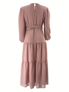 Factory <strong>Dropship</strong> <strong>Muslim</strong> <strong>Dress</strong> Women's Modest Long <strong>Dress</strong> Jacquard Ramadan Islamic Traditional Robe With Belt Pleated <strong>Dress</strong> - Product Image 4
