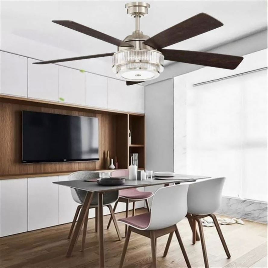 Factory Price Luxury Crystal Chandelier Pendant Light Modern Decorative Led Ceiling Fan Lights for Bedroom