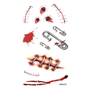 Pegatinas <span class=keywords><strong>de</strong></span> Tatuajes Falsos Realistas a Prueba <span class=keywords><strong>de</strong></span> Agua para Halloween: <span class=keywords><strong>Sangre</strong></span>, Puntadas, Cicatrices, Arañas, Calaveras, Manos, Rostros - Ideales para Fiestas <span class=keywords><strong>de</strong></span> Terror y Cosplay - Product Image 4