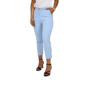 Pantalones de mujer color verde agua, lilac cielo, de cintura alta, corte ajustado, estilo cropped, para ropa informal de trabajo. - Product Image 4