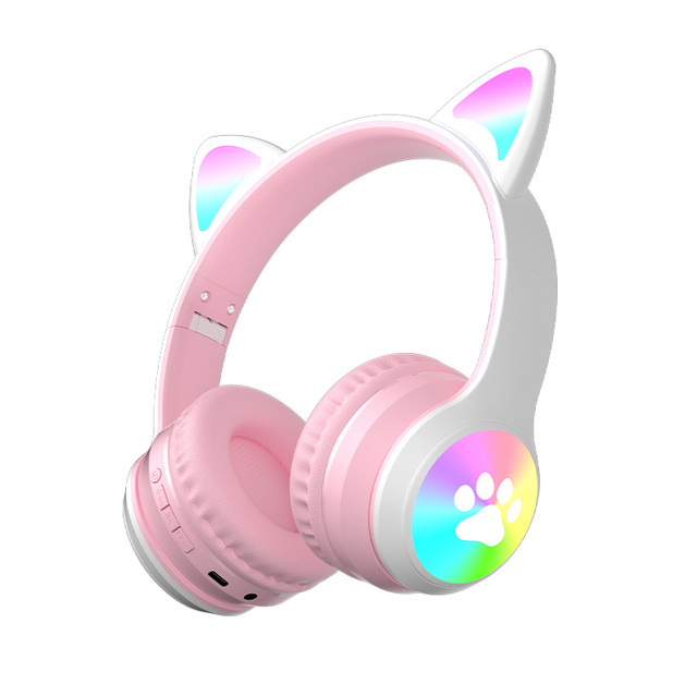 Soyto BT618 Wireless RGB LED Foldable Bt Cute Cat Ear Kids Gaming Headphone Music Headset Fone De Ouvido Kulaklik Casque Audio