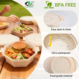 Envase Octagonal Compostable de Almidón de Maíz para Comida para Llevar con Proceso de Blister, Capacidad Personalizada para Porciones Grandes de Alimentos - Product Image 4