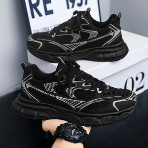 Nuove <span class=keywords><strong>scarpe</strong></span> Casual da <span class=keywords><strong>uomo</strong></span> con superficie in maglia argentata traspirante e suola spessa in altezza per sport e corsa - Product Image 4