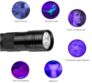 Mini 395nm Black Portable Ultraviolet Light 9 LED UV Flashlight for Pet Urine Stains for <strong>Scorpion</strong> Searching Pet Urine Detection - Product Image 2