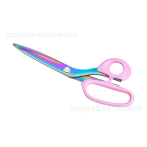 Stainless Steel Tailor Scissors 10 Inch Titanium Plated Blue Pink Home Use V Shaped - Product Image 5