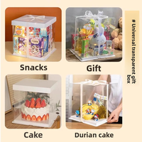 Boîtes à gâteaux carrées transparentes en PET de qualité alimentaire, recyclables, personnalisables et multi-tailles pour l'emballage de gâteaux de mariage et d'anniversaire (vente en gros)