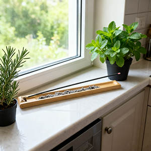 Kül tutucu ile ayarlanabilir açı tütsü brülör ile sopa için 9.8 inç bambu ahşap tütsü tutucu - Product Image 1