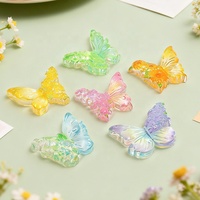 Figurines Papillons en Résine Ombrée Kawaii Effet Gelée, Double Design Texturé Pétale pour Kits DIY, Breloques Pastel Dégradé en Gros