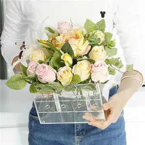 Прозрачная коробка YAGELI из ПММА с 16 отверстиями, сохраненная свежая коробка для цветов, коробка для розового букета, акриловая коробка для розы с ящиком, круглая Ювелирная коробка