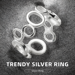 New Trendy 925 Sterling <b>Silver</b> Hollow-out Ethnic Style Band <b>Ring</b> for <b>Wedding</b> Engagement Gift Party Wear for Men <b>Women</b> Wholesale - Product Image 3
