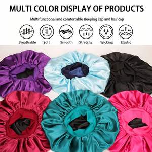 Paquete de 10 Gorros de Ducha Anchos de Color Sólido para Mujer, Aptos para Uso Diario, Gorro de Satén de Seda - Product Image 3