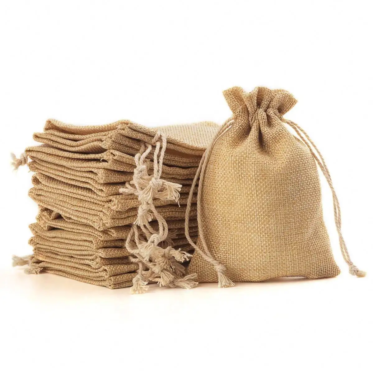 Sac de café en jute naturelle en toile de jute d'approvisionnement direct d'usine avec cordon de serrage