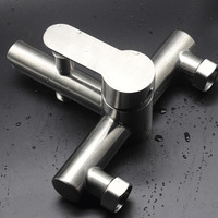 Ensemble de robinet de douche simple en acier inoxydable 304 mitigeur chaud et froid pluie douce exposée pommeau de douche de salle de bain dissimulé brossé