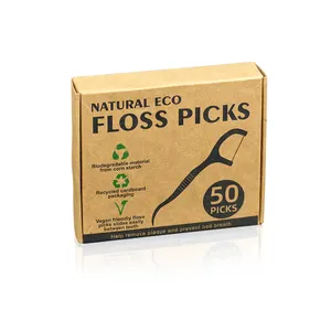 Private Label Biodegradable Box Container Vegan Eco Bamboo Charcoal Teeth Flosser Toothpick Dental Floss Pick Manufacturing