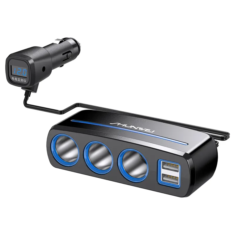120W 12V voltmetro 3 porte Dual USB Max 3.0A interruttori indipendenti presa accendisigari caricatore adattatore accendisigari per auto
