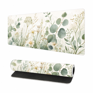 Tapis de souris grand format personnalisé avec des feuilles vertes, tapis de bureau pour jeux XL, tapis de souris long pour clavier d'ordinateur avec base en caoutchouc - Product Image 3