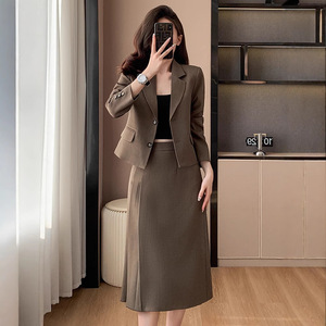 Women's Short <b>Blazer</b> <b>Set</b> Polyester Three Quarter Sleeve Anti-Wrinkle Business Suit Spring Professional Wear - Product Image 3