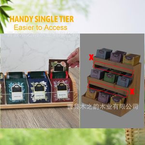 Wooden <b>Tea</b> Bag Storage <b>Box</b> Rectangle Transparent Multiple Compartments For Home Office Use - Product Image 4