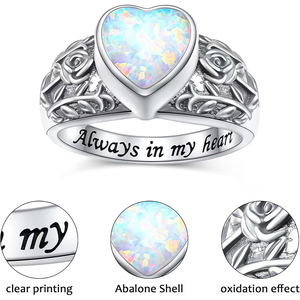 Cincin guci Opal hati untuk abu baja nirkarat perhiasan kremasi abu cincin kenang-kenangan untuk wanita perhiasan Memorial cincin berurang - Product Image 3