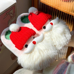 Nouvelles pantoufles en peluche chaudes d'intérieur pour l'automne et l'hiver, mignonnes, style Père Noël, pantoufles en coton unisexes, mode, semelles épaisses, chaussures en coton pour l'extérieur - Product Image 3