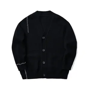 Factory sweater processing customized autumn and winter new V-neck single-breasted men's loose cardigan knitted jacket