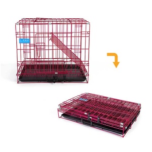 Multifunzione spessa cassa per cani doppia porta Nano-rivestimento finitura forte pieghevole portatile in metallo grande casa cane cassa per cani - Product Image 3