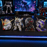 Badge de revers en alliage de zinc émaillé dur, design robot anime mecha personnalisé, finition miroir lisse, plaqué argent et or, vente en gros