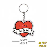 Porte-clés en forme de cœur style tatouage « Meilleure maman », cœur rouge avec bannière blanche, parfait pour les mamans, les épouses et les grand-mères