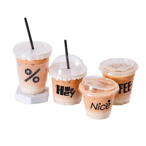 Gobelets en plastique jetables personnalisés avec logo, prix de gros, pour bubble tea, impression sur gobelets en plastique - Product Image 1