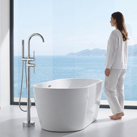 Robinet de baignoire sur pied en acier inoxydable sans plomb, double fonction douche et bain, à montage au sol, pour hôtels, directement de l'usine
