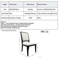 Chaise de salle à manger empilable en bois massif scandinave noir et blanc contrasté avec option tissu imperméable