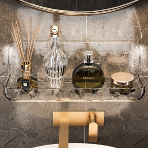 Transparent Wall Mounted Bathroom Shelf 50X30CM Durable Cosmetic <b>Storage</b> Rack For Personal Care Products - Product Image 2