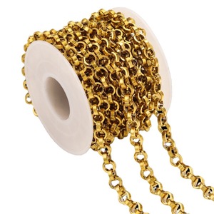 Cadena Rolo de Acero Inoxidable Resistente con Baño de Oro PVD de 18K de 6mm para Hip Hop, Metal DIY y Cadenas para Bolsos - Product Image 1