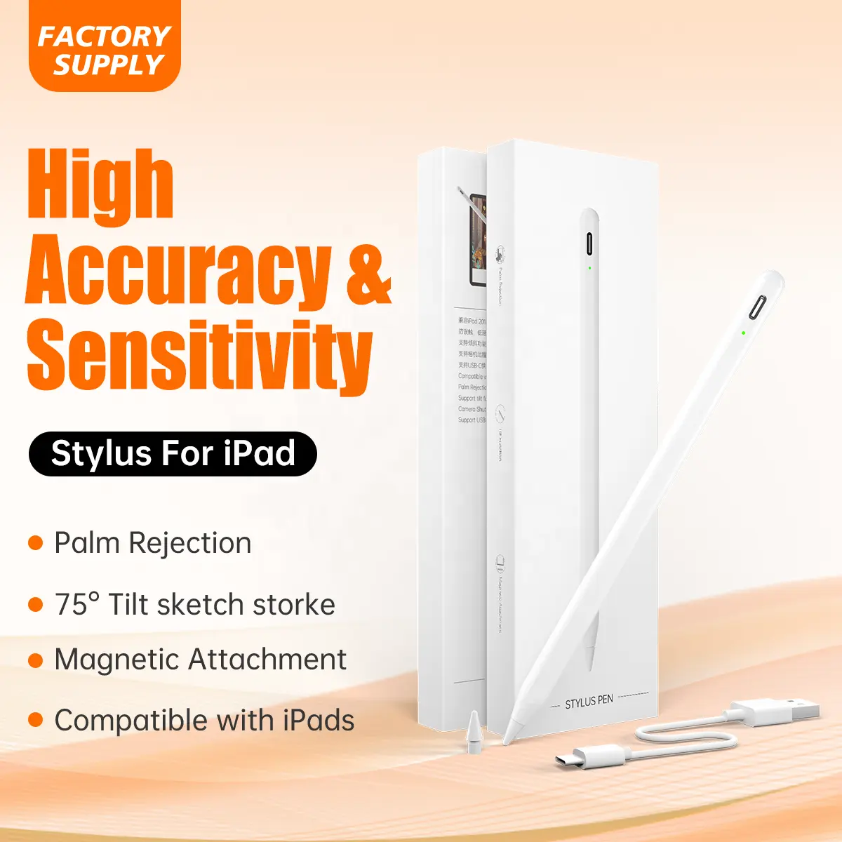 Reject Palm Aluminum Magnetic Capacitive Touch Screen Active Stylus Pen For iPad Air Min Pro Pencil