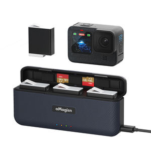 Hộp sạc nhanh di động amaginn cho <span class=keywords><strong>GoPro</strong></span> <span class=keywords><strong>Hero</strong></span> 12/11/10/9 Bộ sạc pin <span class=keywords><strong>3</strong></span> khe phụ kiện hộp sạc - Product Image 1