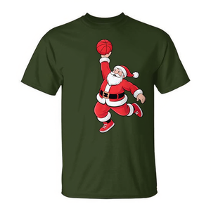 T-shirt Père Noël jouant au basketball, design de Noël, vêtements pour hommes - Product Image 2