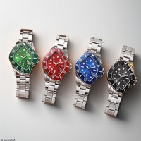 Montre pour homme Alien Water Ghost, style déformé, acier inoxydable, mouvement à quartz, verre saphir, cadran de 43 mm ; design tendance