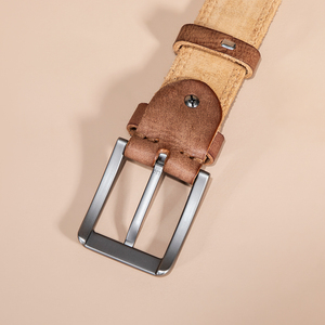 Nouvelle ceinture en cuir de vachette à grain supérieur pour hommes, ceinture rétro décontractée en cuir véritable à boucle aiguille tendance chinoise de l'usine source - Product Image 6
