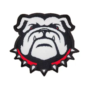 Custom Wholesale Letterman Clothes Towel Embroidery Large Chenille Mascot Bulldog Iron On Patch For Clothing Sweatshirt Patches