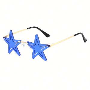 Lunettes de soleil unisexes amusantes et colorées en forme de pentagramme, personnalisables avec logo, pour Noël 2025 – Lunettes de fête sans monture en forme d'étoile - Product Image 5