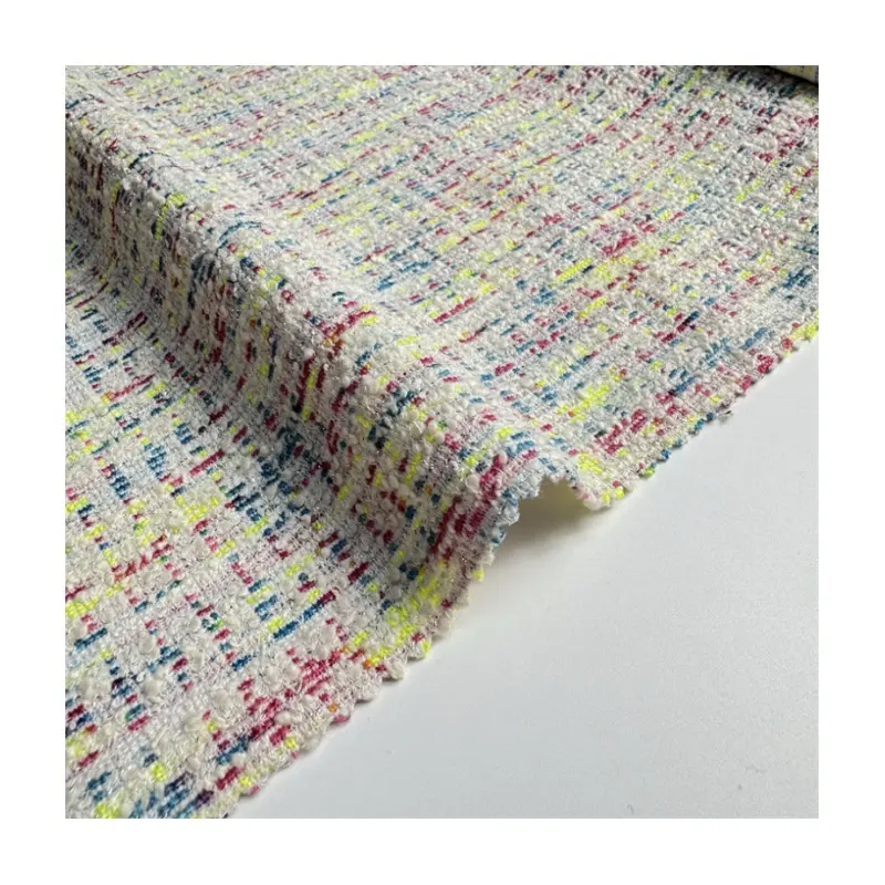 Polyester bông lurex spandex vải màu rắn sợi Ngang Đan Jacquard đan vải tweed nhuộm cho trang phục quần áo
