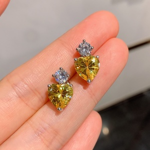 Wholesale Eco-friendly Copper Heart Cut Yellow Zircon Pendant <b>Earrings</b> <b>Set</b> Premium Quality Jewelry <b>Set</b> Simple for Daily Style - Product Image 6