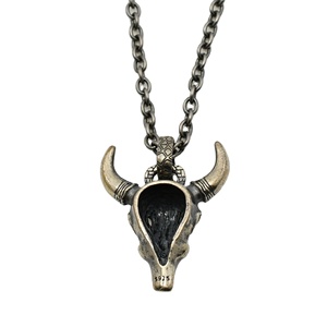 Pendentif année 925 en forme <span class=keywords><strong>de</strong></span> crâne <span class=keywords><strong>de</strong></span> vache, Unique, argent, bijou Hip Hop, pendentif pour hommes - Product Image 2