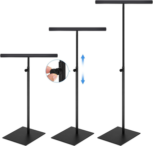 Espositore Boutique Regolabile in Altezza, Stand in Metallo a Doppio Gancio per Borse, Espositore a T per Gioielli, Supporto per Esposizione al Dettaglio - Product Image 5