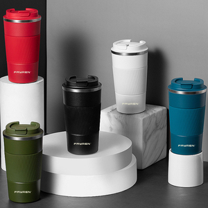 Copo Térmico de Viagem em Aço Inoxidável Isolado com Tampa à Prova de Vazamentos, Parede Dupla a Vácuo, para Café e Chá Quente ou Gelado, com Luva de Silicone - Product Image 6