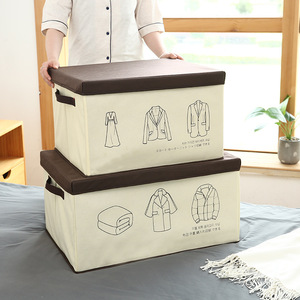 Clothing Organizer <b>Storage</b> Box Rectangle Non Woven Fabric Foldable Portable Wardrobe Large Size Gray Coffee Navy Blue - Product Image 3