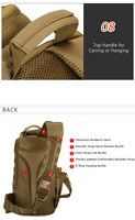 Sac à bandoulière tactique unisexe personnalisable pour le camping, grand format, dissimulé, à fermeture éclair, étanche, 30L