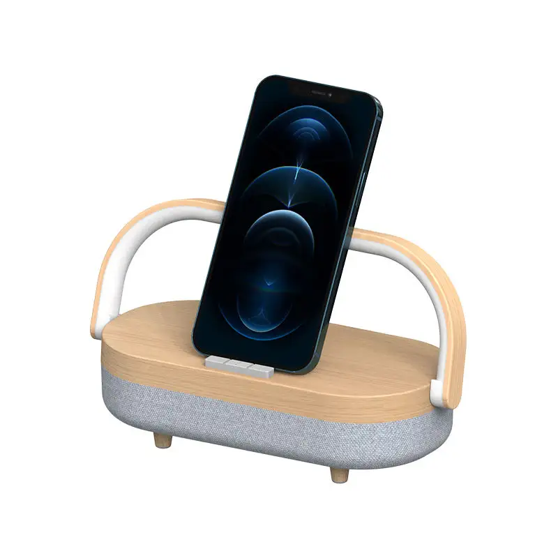 2023 Novo Design Speaker Alarm Clock Com Carregador Sem Fio E Lâmpada LED Night Light com carregador sem fio Despertador Digital