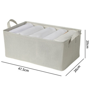 Boîte de rangement pliable en tissu LX-025 47,5x26x20cm, organiseur de vêtements rectangulaire avec poignées pour chambre et usage domestique - Product Image 1